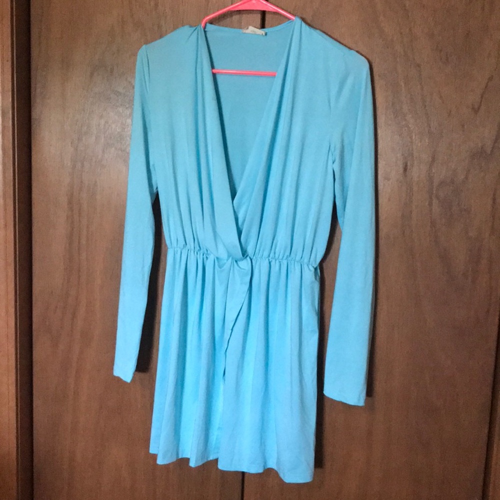 Tobi long sleeve plunge neckline dress